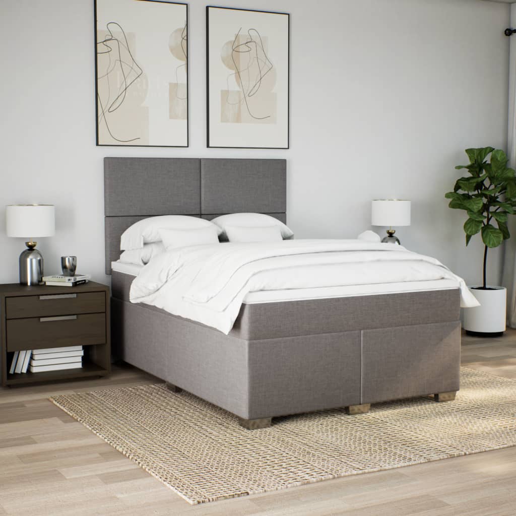 Vidaxl Letto Continentale Con Materasso, Taupe, Tessuto, 140X190 Cm