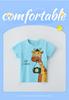 European & American Style Children's Giraffe Cartoon Print T-Shirt - Fashionable Boys' Short-Sleeve Round Neck Top