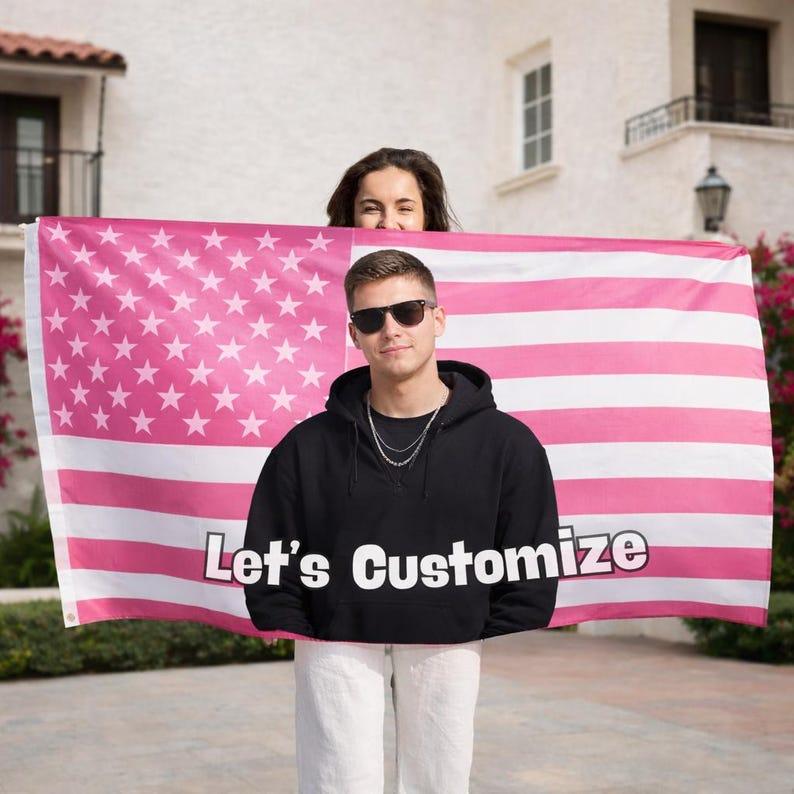 

Pink American flag tapestry 75x100 чорний