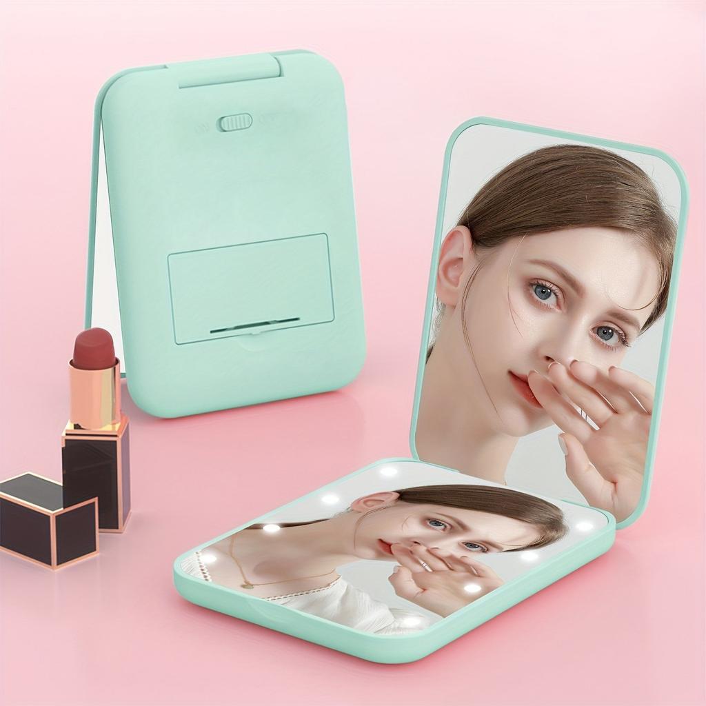 Mini Compact Led Makeup Mirror With Light 3X Magnifying Small Pocket Portable Travel Pink Black Foldable Cosmetic Vanity Mirrors