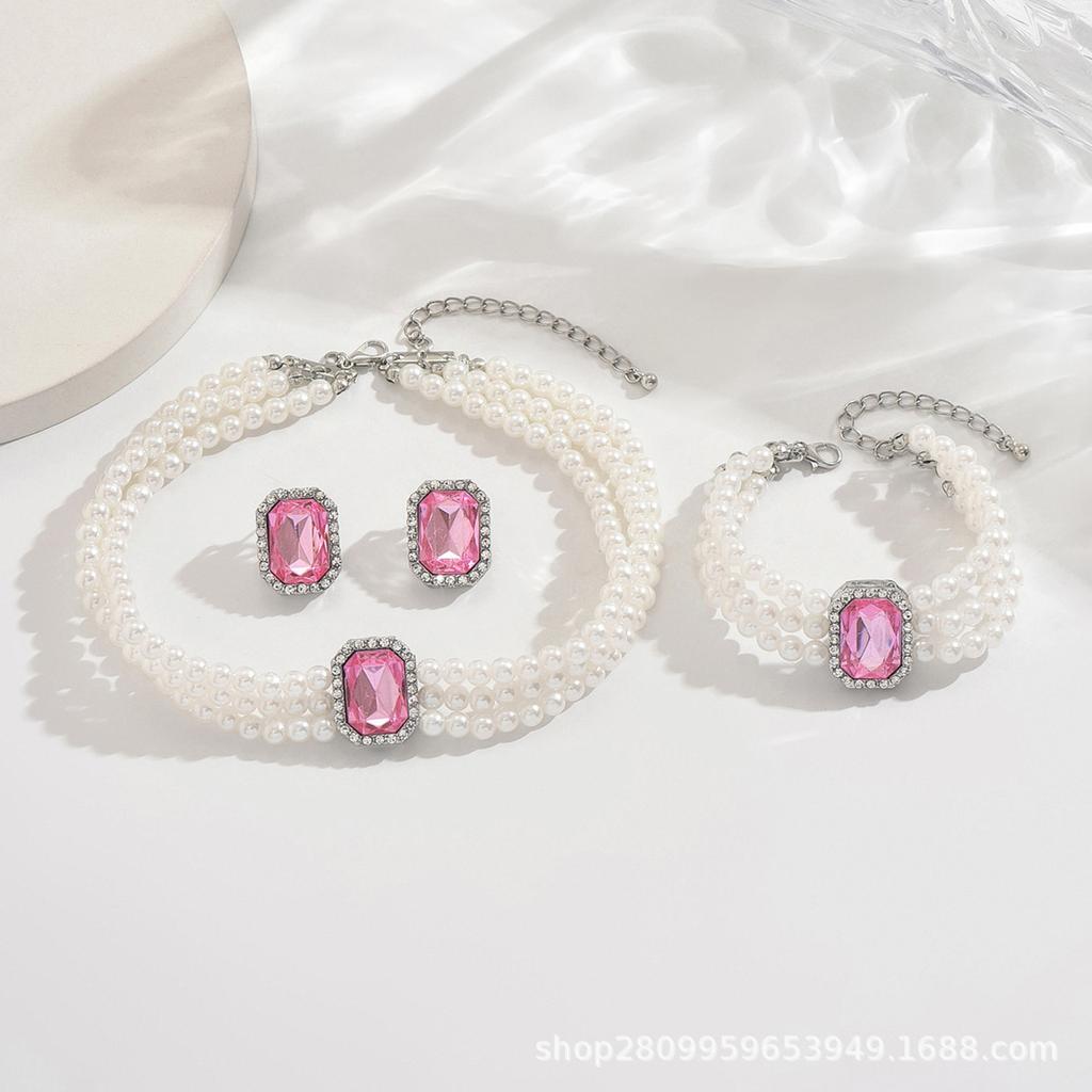 Dress Jewelry Direct Sales Necklace Earrings Two-piece Set Flower Bride Retro High-end Design Set