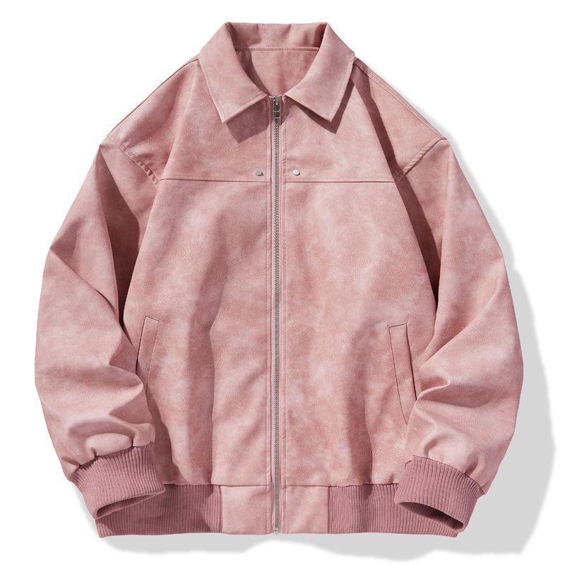 Men's Retro Lapel Leather Jacket - Spring & Autumn Hong Kong Style