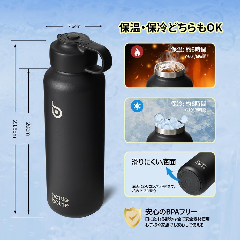 BOTTLE BOTTLE Water for and Stainless Direct with Button Locking Carbonation Bottle, 600ml, Sports, Travel, School, Carbonated, Insulated, Steel,