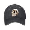 Shih Tzu Hundegesicht Gewaschene Baseballkappe Verstellbar Baumwolle Grafikdruck Lässige Sportkappe