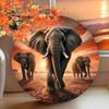 Art Mural Métallique Impression Éléphant au Coucher du Soleil pour Décoration Maison Jardin Café Bar