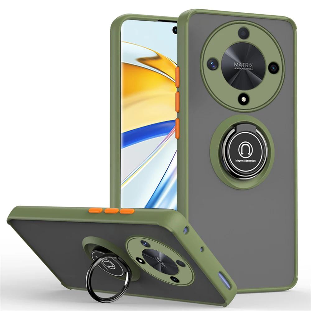 Shockproof Matte Magnetic Case For Honor X5 X6 X7B X8B X9B Play30 plus X30 Magic 4 50 6 Lite Hard Covers With Finger Ring Holder