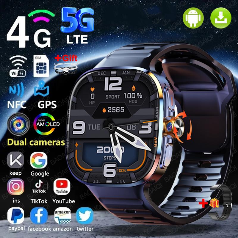 4G Full Network Smart Watch Mens 2.40 Inch Big Screen Video Call 16GB+256GB RAM 2100mAh Google Play WIFI GPS Sim Card Smartwatch
