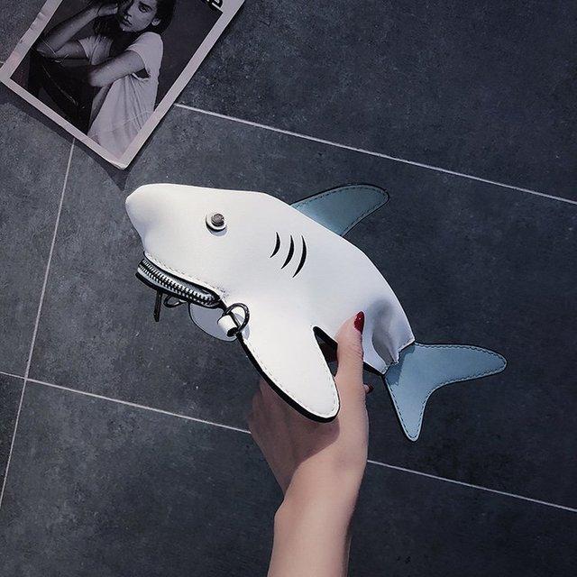Euro-America Style Shark Shoulder Bag PU Flap Purse Mini Bag Lovely Animal Crossbody Funny Bag