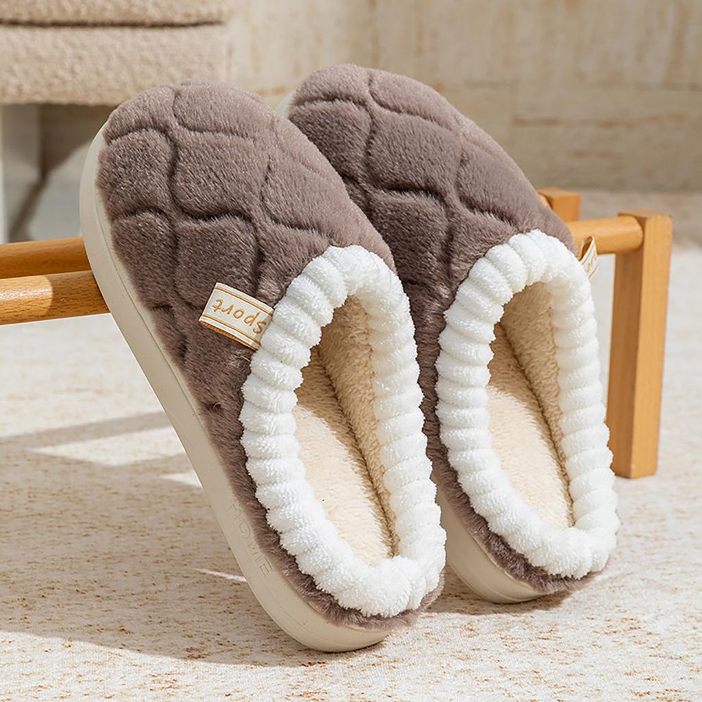 Women's Fashionable Diamond Shaped Cotton Slippers With A Poop Like Feel For Indoor Home Warmth House Slippers Women Washable