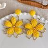 Cute Handmade Woven Sunflower Clip Earrings Raffia Flower Ear Clip for Women Beach Vacation Jewelry Gift Accessories Gifts
