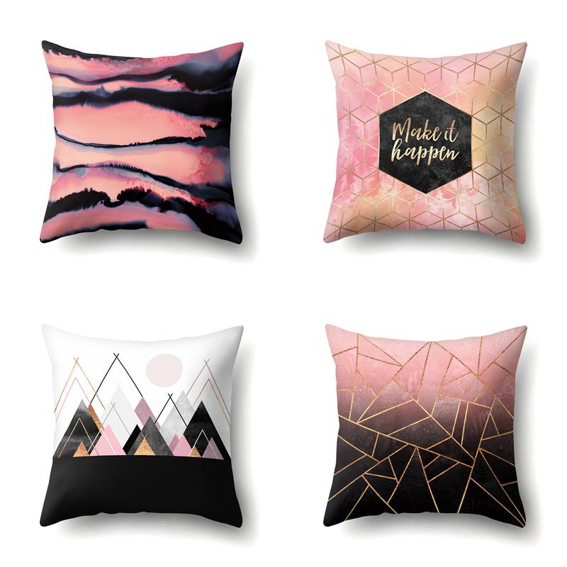 Polyester Pillow Case Decorative Geometric Home Printed Pillow Case Waist Cushion Cover Car Cushion Head Cushion Cover
