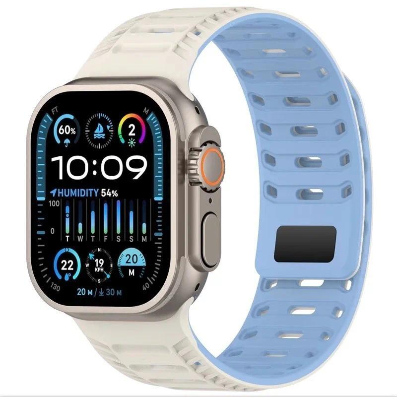 

Силиконовый магнитный ремешок-петля для Apple Watch 49 мм 46 мм 45 мм 44 мм 42 мм Для iWatch Серии 11 10 9 8 7 6 5 4 3 2 SE 3 Ultra 3 42 44 45 46 49mm