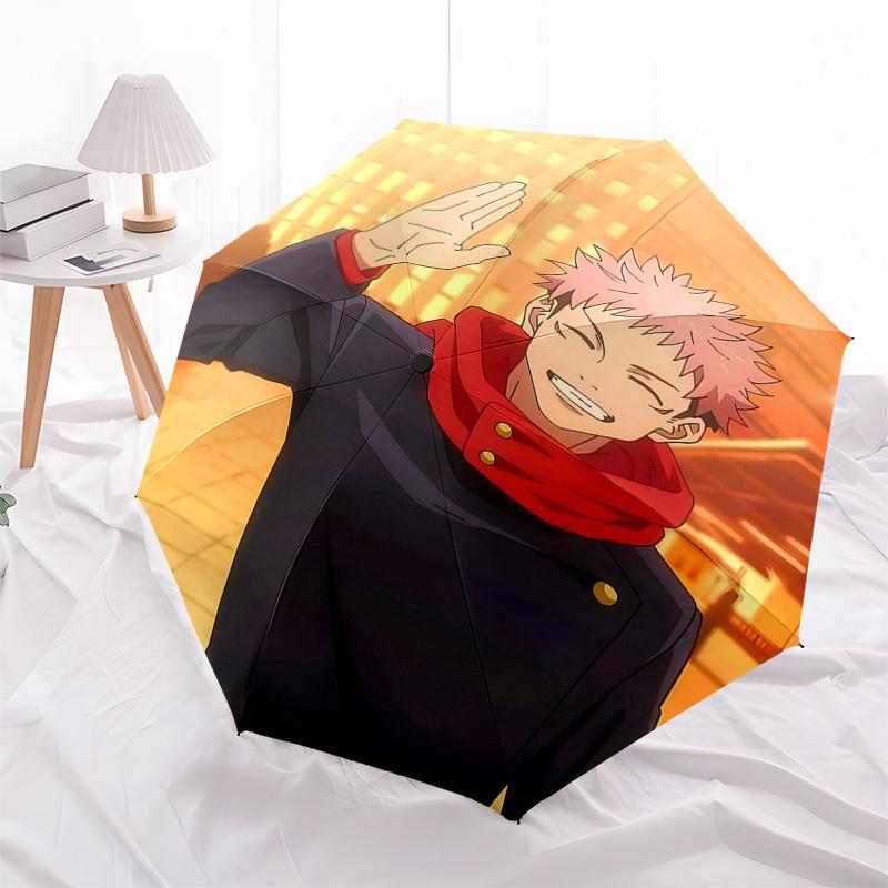 

1pc Jujutsu Kaisen Satoru Gojo Inspired Automatic Opening Folding Umbrella with 8-Bone Iron Frame Portable Outdoor for Fans, Travelers, Daily Use, and