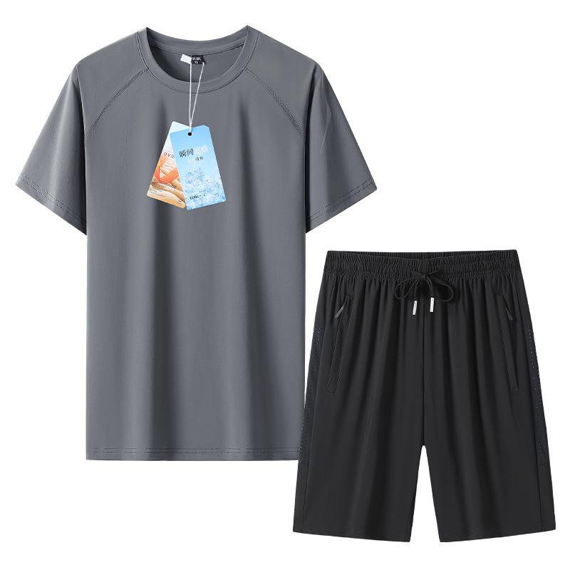 Men's Quick-Dry Fitness Suit: Short Sleeve & Shorts for Marathon Training