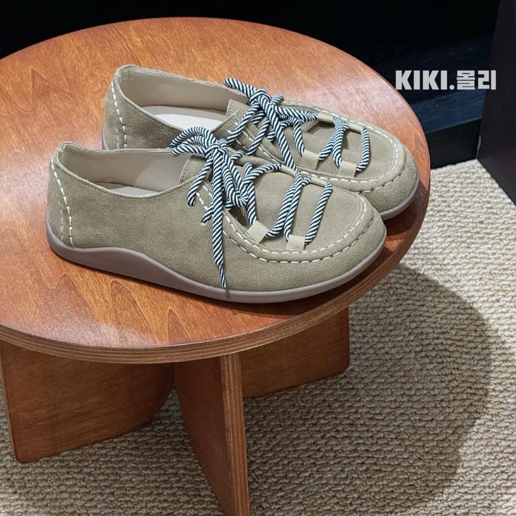 Leather kangaroo shoes women's 2025 spring new retro women's shoes platform small leather shoes deep mouth single shoes heightening casual shoes