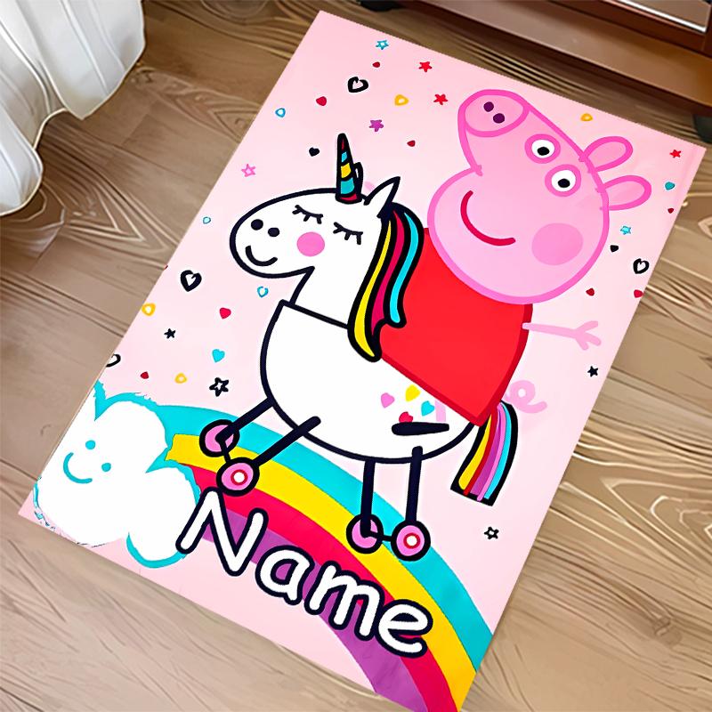 Custom personalization Peppa Pig Print Area Rug - Soft, Washable Non-Slip Indoor Mat,Living Room,Home&Office Decorative Rug
