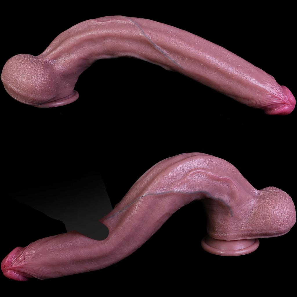 14.96'' Extra Long Silicone Dildo, Soft Flexible Design, Strong Suction Cup Base, Hands-Free Use, Smooth Surface Compatible, Unisex Adult Toy