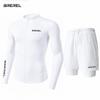 Heren UV-Bescherming Rash Guard Set Lange Mouw Zwemshirt Sneldrogende Boardshorts Snorkelen Surfen Kajakken