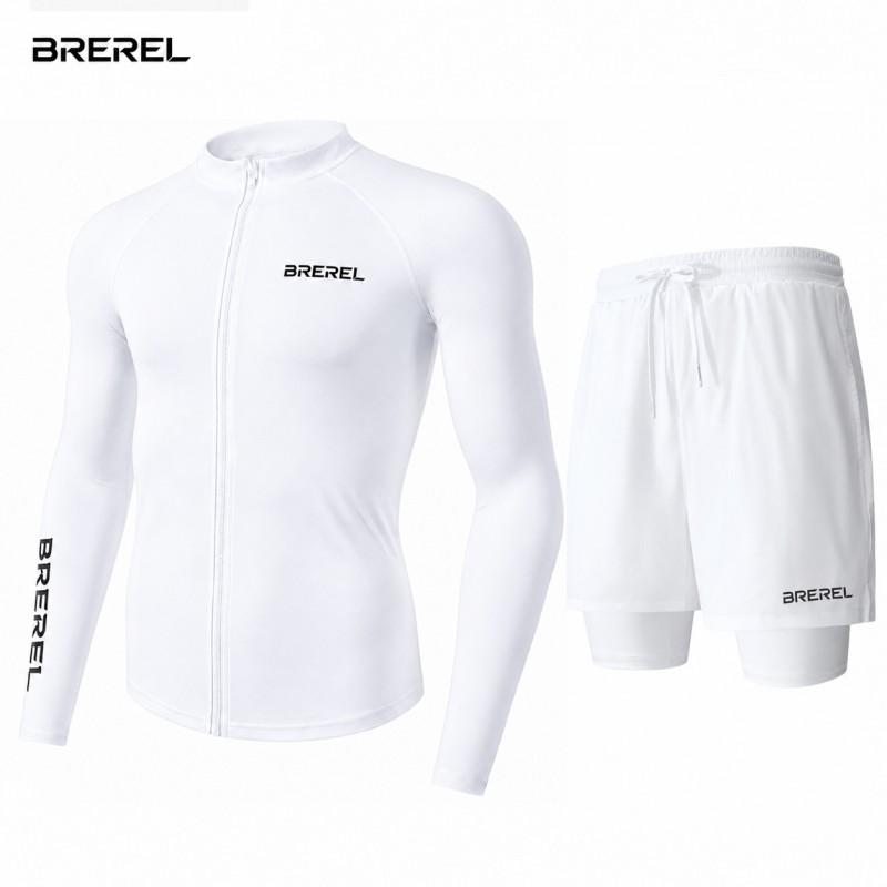 Heren UV-Bescherming Rash Guard Set Lange Mouw Zwemshirt Sneldrogende Boardshorts Snorkelen Surfen Kajakken