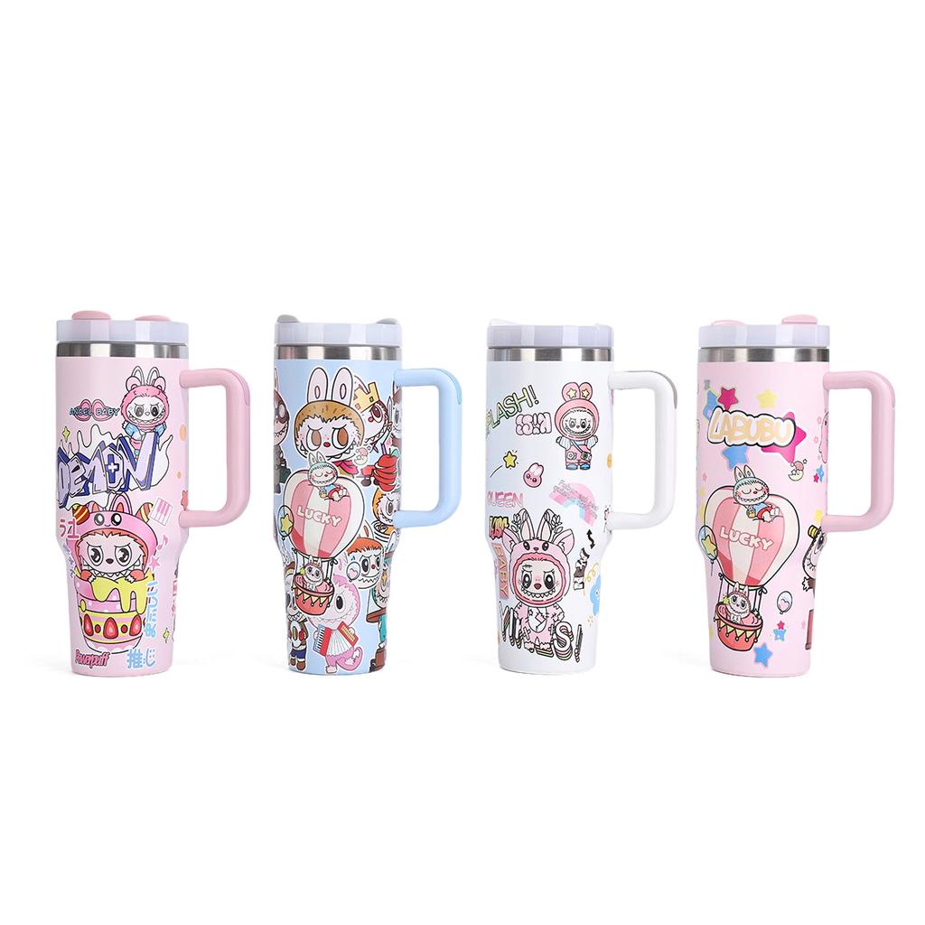 Cute Cartoon 40oz Bingba Cup Creative Rabub Stainless Steel Thermos Cup Will Carry The Handle Straw Car Cup