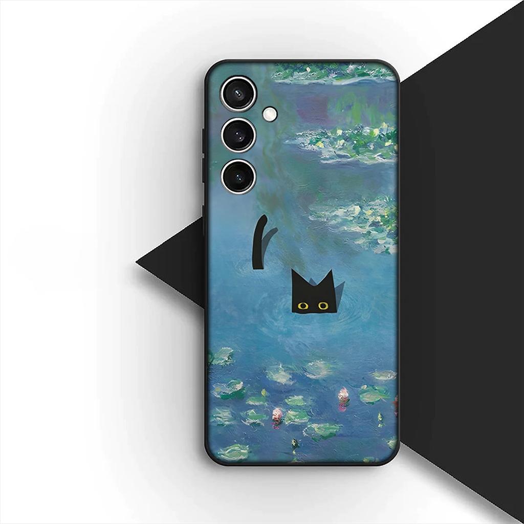 Coque de Protection pour Xiaomi Redmi 15 15C A3 A4 A5 9A 9C NFC Note 9 Pro Coque de Téléphone Claude Monet Nénuphar Chat