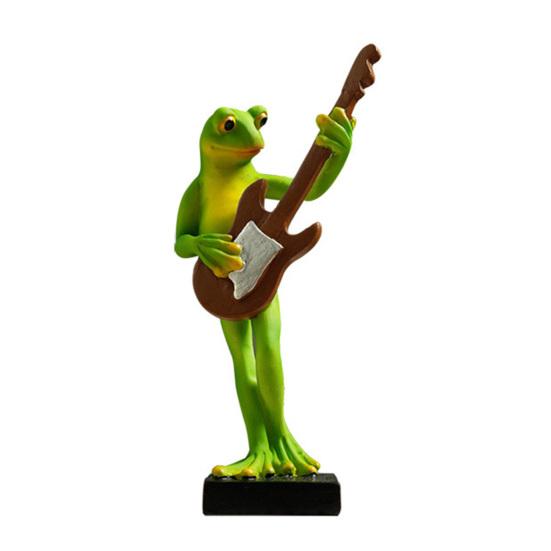 Musical Instrument Frog Figurine Cello Violin Saxophone Bass Frog Statue Resin Sculpture