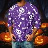 Men's Casual Raglan Three-Quarter Sleeve Shirt Halloween Print