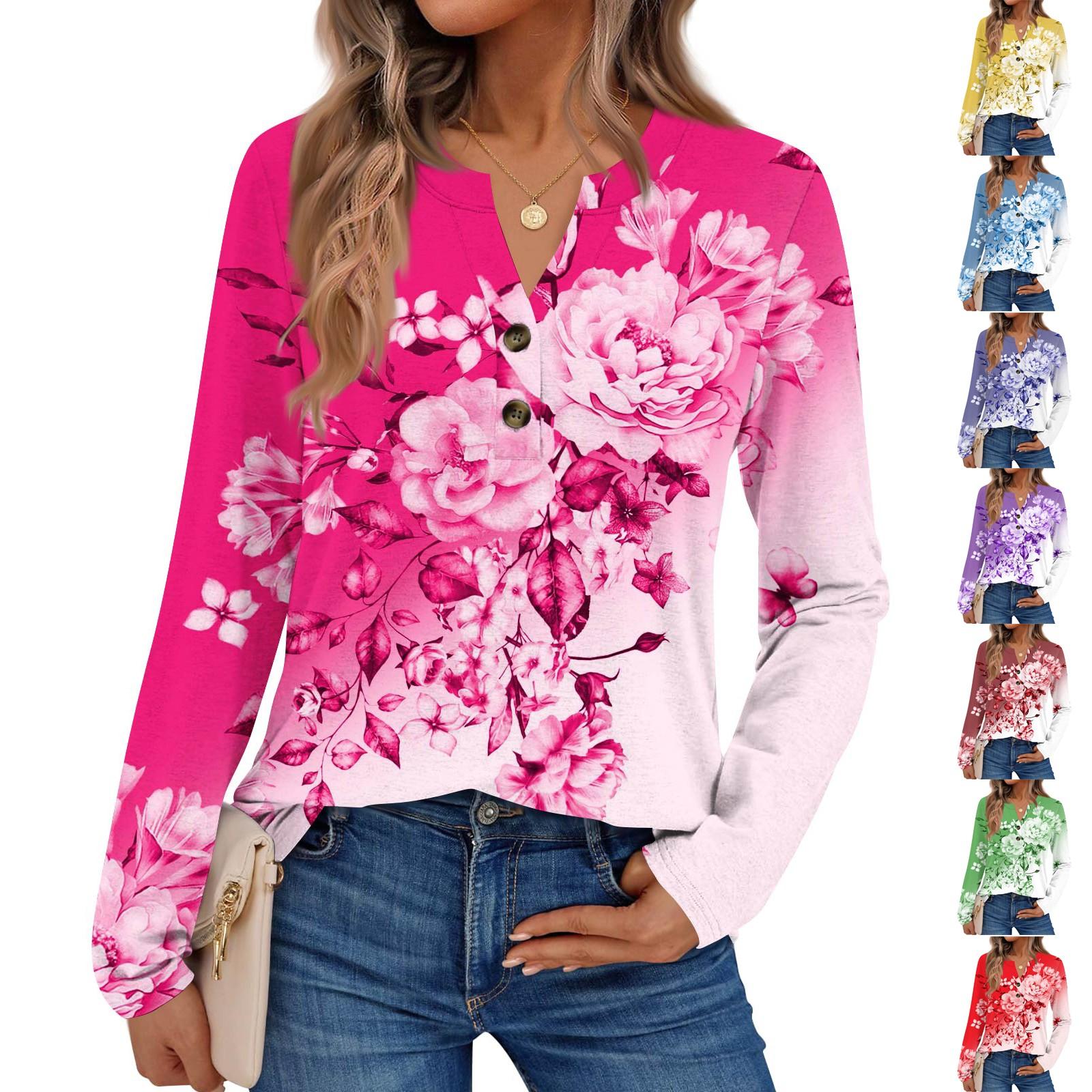 

Women s Printed Long Sleeve Shirts Elegant Casual Tops Trendy Shirts Tops S