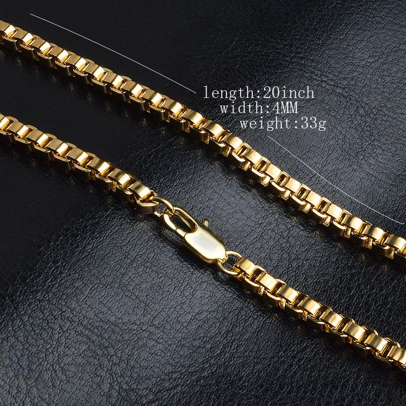 Rope Chain Box Necklace Stainless Steel Chains Link Necklaces Pendant Jewelry 4MM