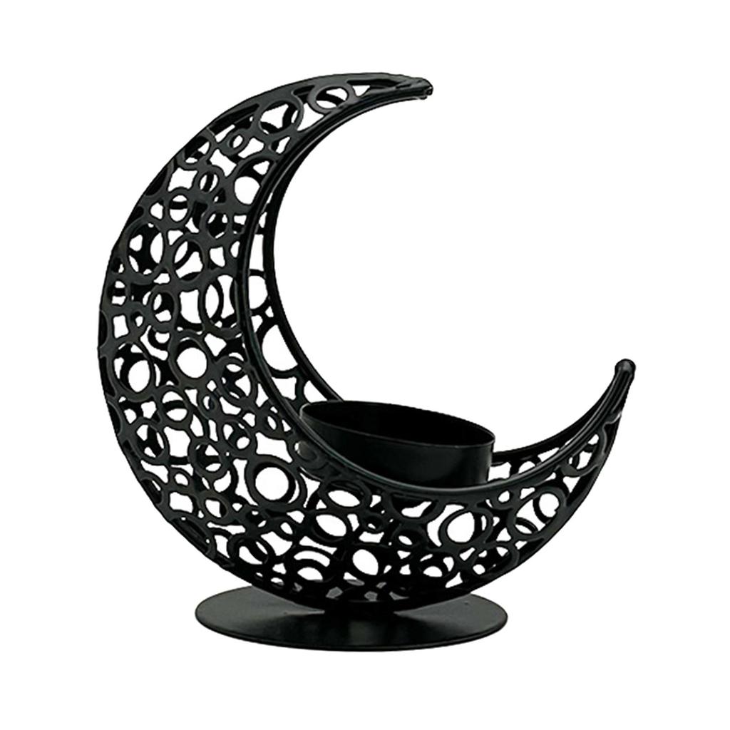 Moon Shaped Candle Holder Metal Candlestick Eid Mubarak for Hotel Party Supplies Housewarming Festival Prayer Votive Candle