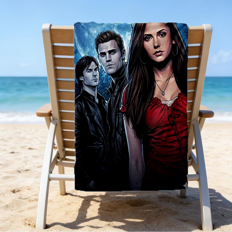 Ultra-Soft Beach Towel with Vampire Diaries Theme,Ideal for Pool - Camping, Diving - Perfect Travel Essential, Vibrant Beach Towel.