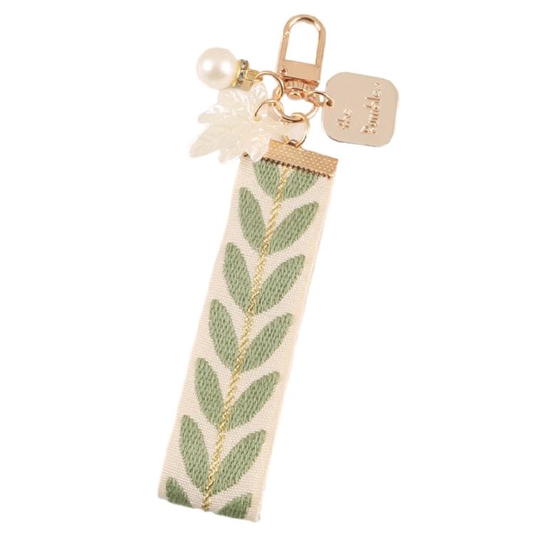 Pearl-Shell Pendant Keyrings Cute Leaf Pattern Keychain Car Key Holder for Women