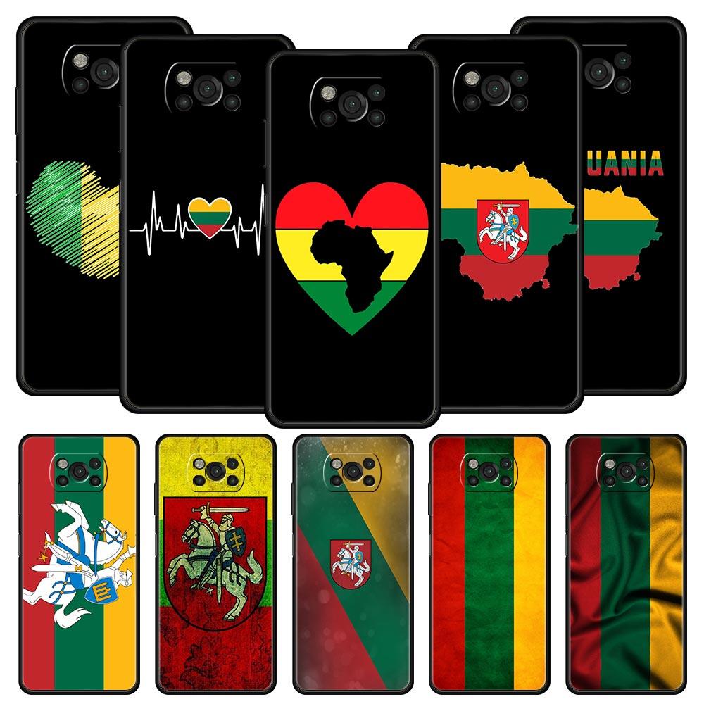 Flag of Lithuania Flag Phone Case For For Xiaomi Poco X6 X5 Pro X4 X3 NFC F5 Pro F4 F3 GT M5 M4 Pro 5G M3 C51 C50 C55 Soft Cover