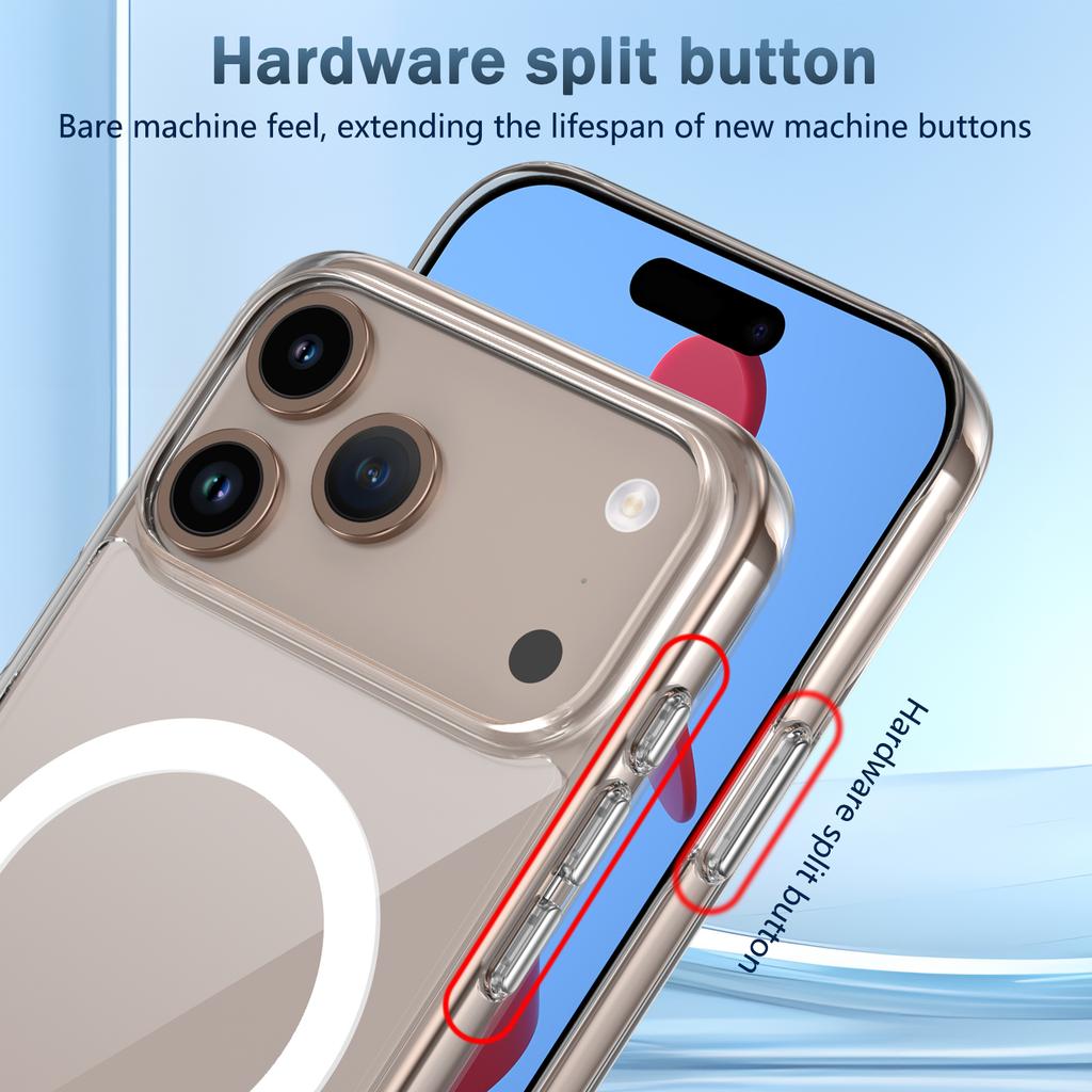Tempered Glass Transparent for Phone Case for For Iphone 17 Pro Max 17 Air Non-Yellowing Clear Hard PC Bumper Cover