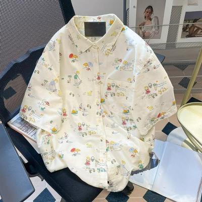 Summer Women's Short Sleeved Shirts Japanese Sweet Printed Blouse College Style Design Fashionable Ladies Clothing