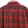 60s Vintage Wool Blend Check Pattern Long Sleeve Open Collar Shirt M Red Men's Used