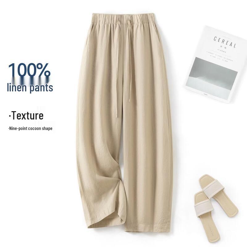 IHIMI Women s 100% Linen High-Waist Balloon Pants S