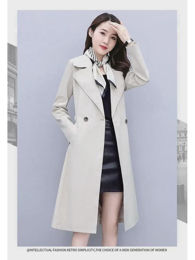 2025 Korean Style Women's Mid-Length Casual Windbreaker Jacket