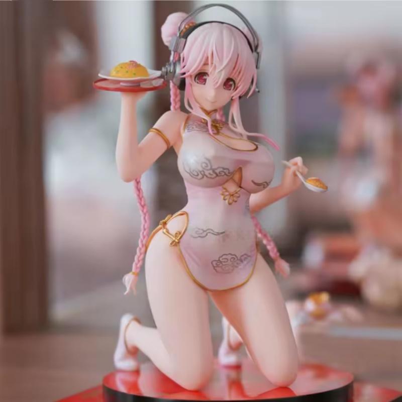 17cm Anime Figures Super Sonico China Dress Cheongsam Sexy Girl Action Figure Adult Collectible Model Doll Ornament Toys Gifts