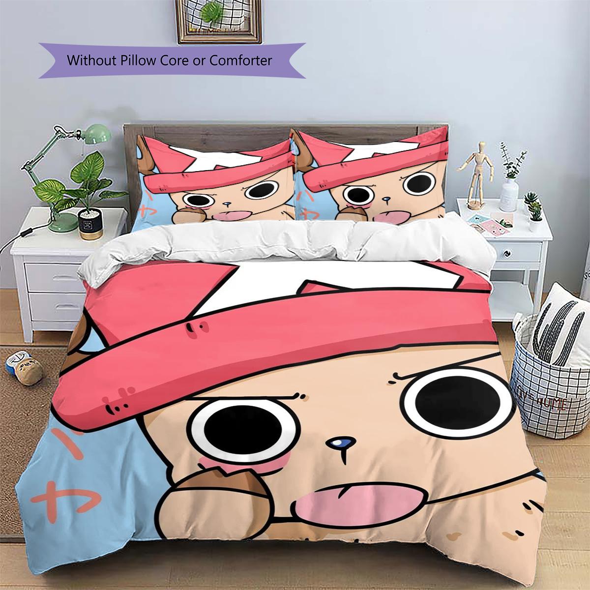 

Tony Tony Chopper Patterned Pillowcase & Duvet Cover Set Decor Bedding with Anime Print Theme Special Present.-TING 135x200cm