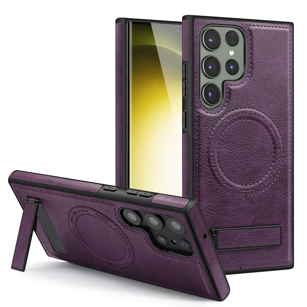Geschikt voor nieuwe S24FE kristallen schild magnetische zuignap houder telefoonhoesje all-inclusive PU leer S24 beschermhoesje onzichtbare houder