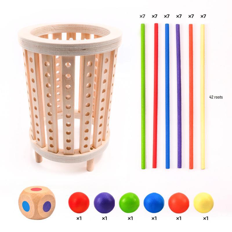 Interactive Colorful Wooden Stick Building Blocks - Early Education Toy for Ages 3-6