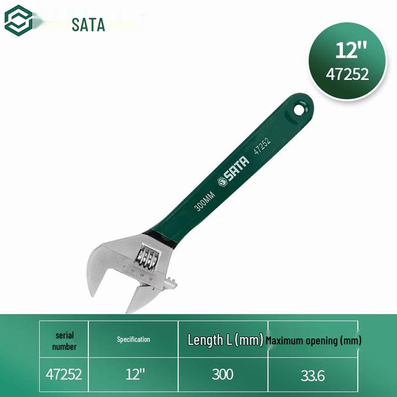 SATA 12-inch Dip-Coated Adjustable Wrench