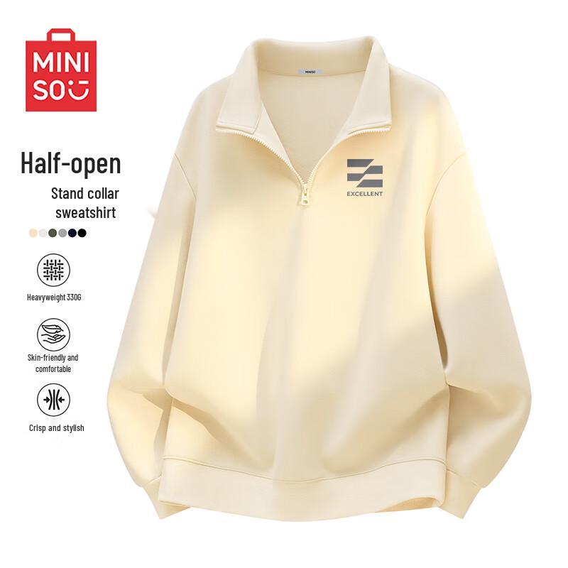 

MINISO Мужской свитер в американском ретро стиле с воротником-стойкой и застежкой-молнией до середины груди XL