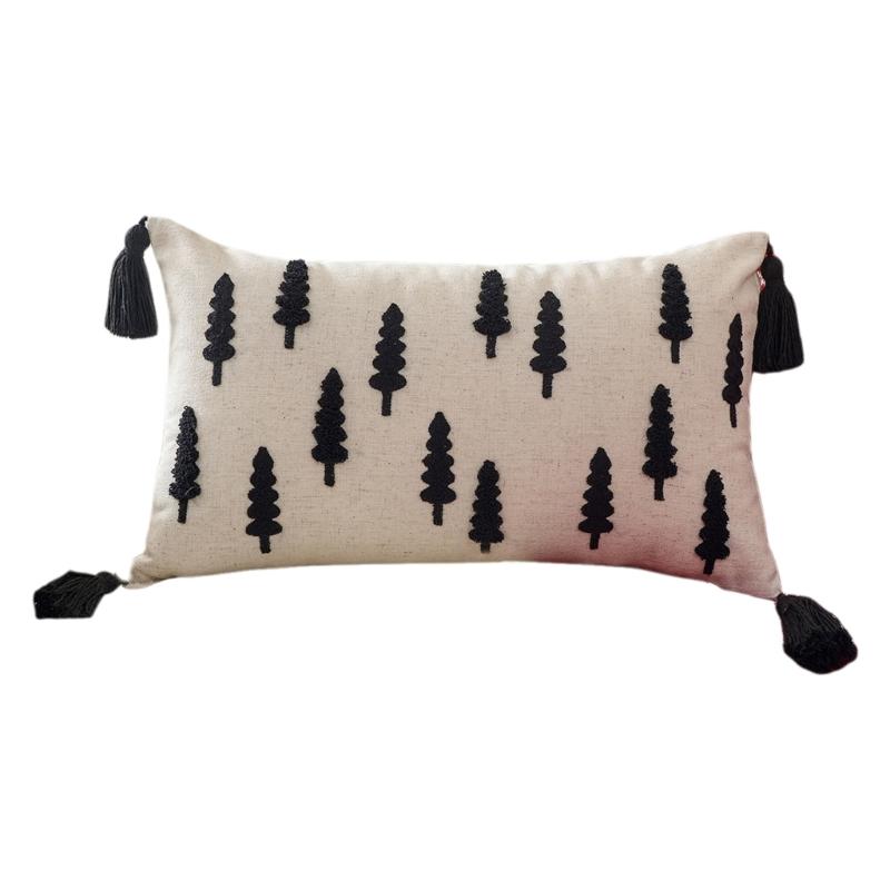 

Towel Embroidery Holiday Pillowcase Christmas Tree Designs Breathable Cotton Linen Bedding Decoration 30CM