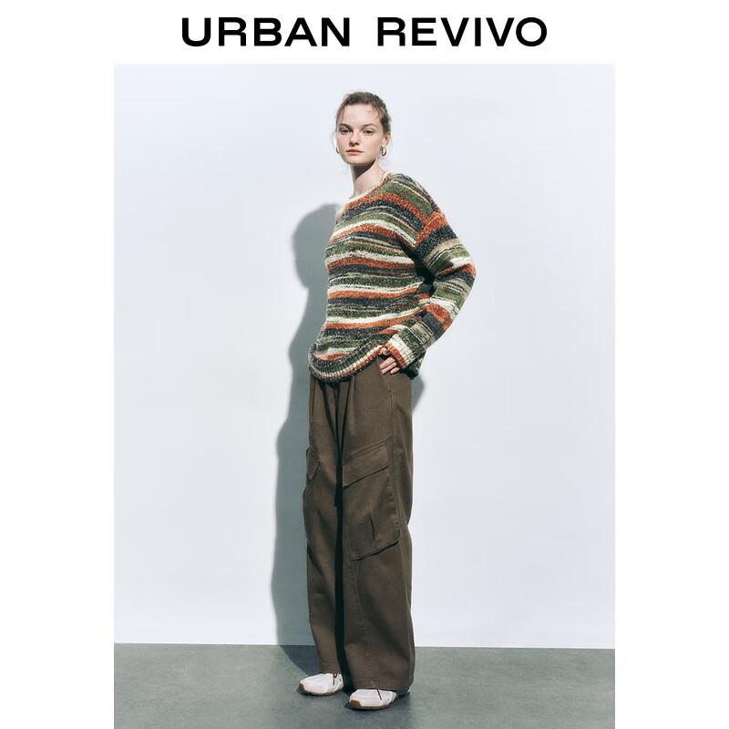 

Женский вязаный свитер UR 2025 с янтарным узором колор-блок в полоску L