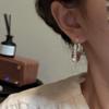 S925 Sterling Silver Niche Design Sense Croissant Hollow Ear Buckle Korean Style Retro Earrings