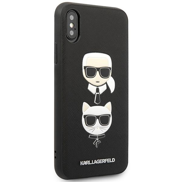 Karl Lagerfeld KLHCI65SAKICKCBK iPhoneXS Max Black/black Hardcase Saffiano Karl&Choupette Head