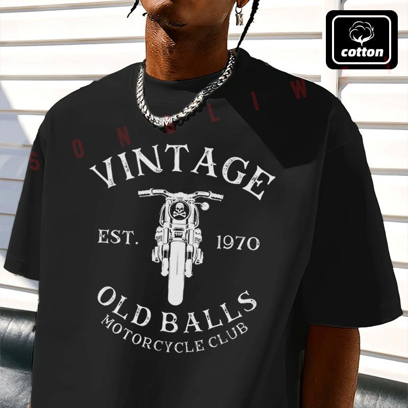 Vintage 50Th Birthday Est 1970 Old Balls Motorcycle Club Men's T Shirt Casual Mens Cotton Round