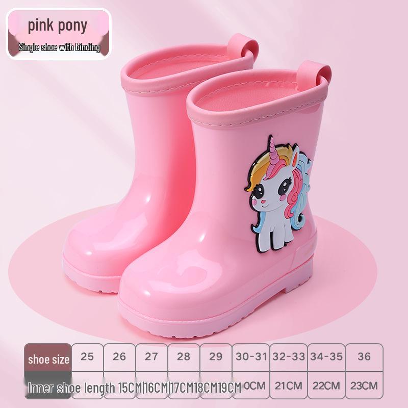 Children's Waterproof Unicorn & Dinosaur Rain Boots with Non-Slip Sole, Fleece-Lined for Boys & Girls